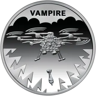 Українська бавовна. БПЛА «Vampire» у сувенірному пакованні, 5 грн, 2025 — реверс