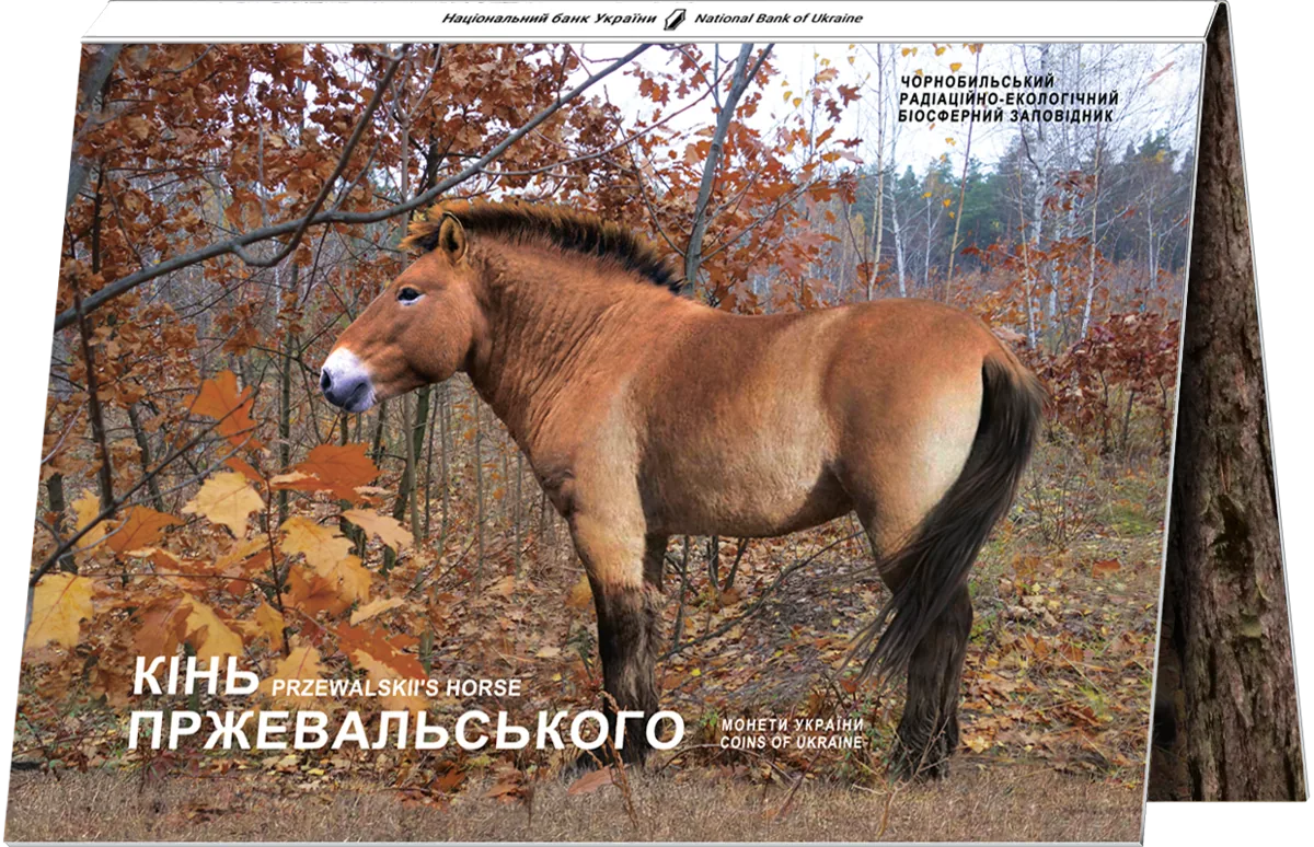 Чорнобиль. Відродження. Кінь Пржевальського у сувенірній упаковці, 5 грн, 2021 — аверс