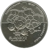 Фінальний турнір чемпіонату Європи з футболу 2012. Місто Донецьк, 5 грн, 2011 — аверс