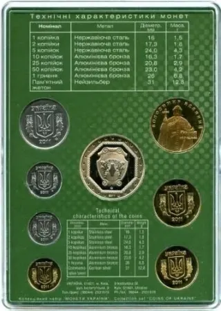 Колекційний набір Монети України 20 років, 2011 року — реверс