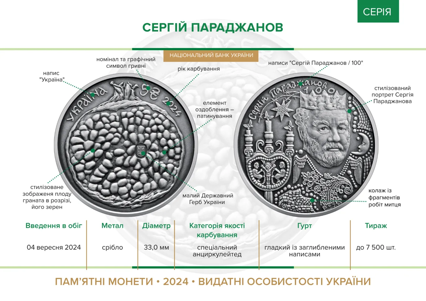 Сергій Параджанов, 5 грн, 2024 — буклет, сторінка 2