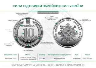 Ролик обігових пам’ятних монет «Сили підтримки Збройних Сил України» (у ролику 25 монет), 250 грн, 2023 — буклет, сторінка 2