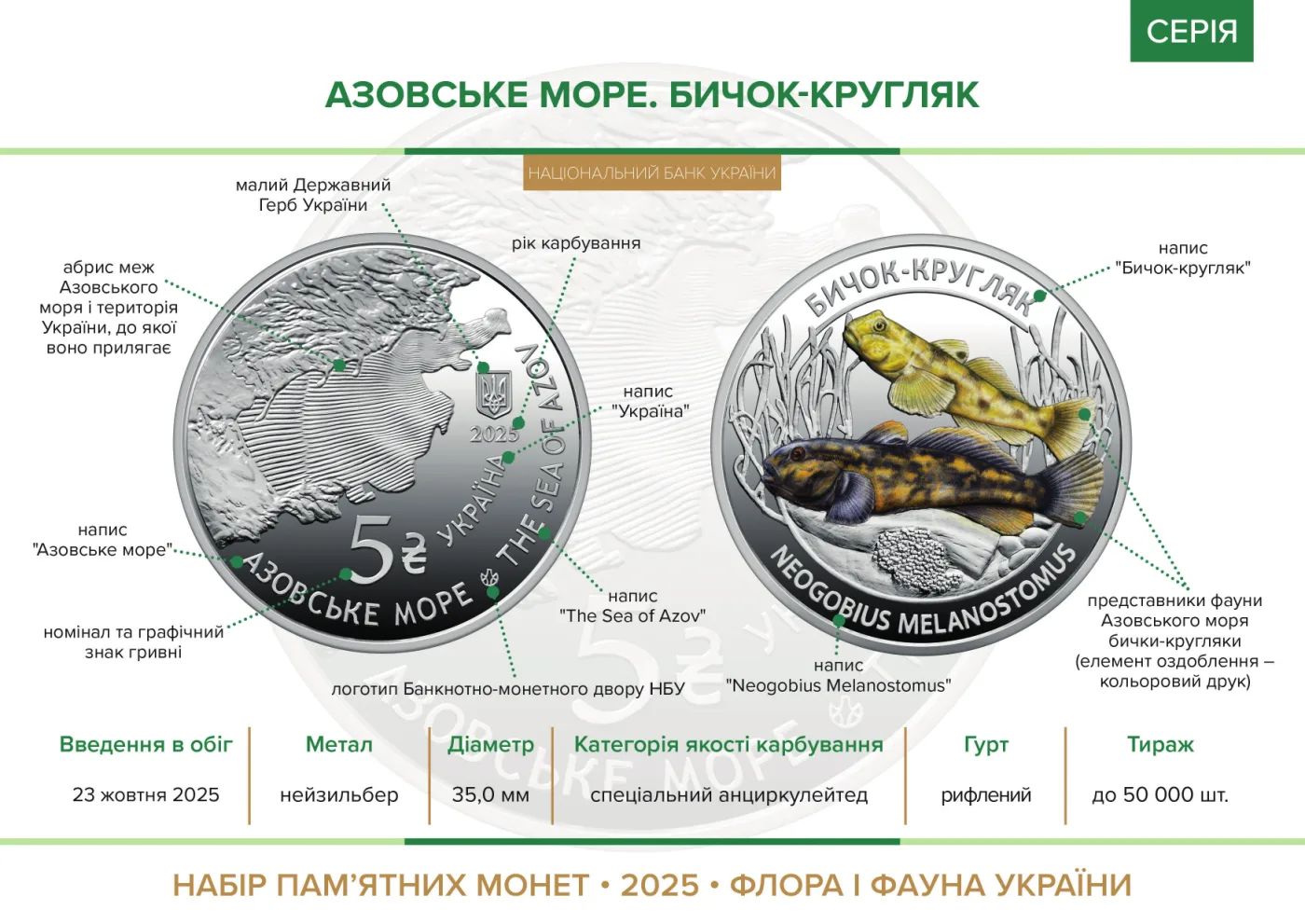 Набір із двох пам’ятних монет «Мешканці морських глибин» у сувенірному пакованні, 10 грн, 2025 — буклет, сторінка 3