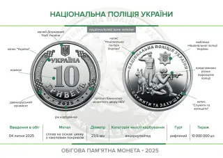 Ролик обігових пам’ятних монет «Національна поліція України» (у ролику 25 монет), 250 грн, 2025 — буклет, сторінка 2